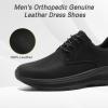imageMens Orthopedic Leather Dress Shoes Casual Arch Support Plantar Fasciitis Orthotic Walking Business Oxford Comfortable High Arch Golf Tennis Work Sneakers for Foot Heel Pain ReliefW1black
