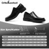 imageMens Orthopedic Business Leather Dress Walking Shoes Comfortable Arch Support Orthotic Plantar Fasciitis Formal Oxford Casual Work Classic Modern Slip On Loafers for Foot and Heel Pain ReliefW1black