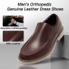 imageMens Orthopedic Business Leather Dress Walking Shoes Comfortable Arch Support Orthotic Plantar Fasciitis Formal Oxford Casual Work Classic Modern Slip On Loafers for Foot and Heel Pain ReliefW2dark Brown