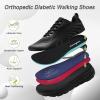 imageMens Orthopedic Diabetic Wide Running Shoes Comfortable Arch Support Plantar Fasciitis Sports Sneakers Casual Swollen Orthotic Work Tennis Walking Shoes for Ankle and Heel Pain ReliefK1black