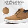 imageOrthoComfoot Mens Orthopedic Leather Ankle Boots Comfortable Casual Arch Support Plantar Fasciitis Walking Shoes Orthotic Flat Feet Tennis Work Sneakers for Foot and Heel Pain ReliefW2brown