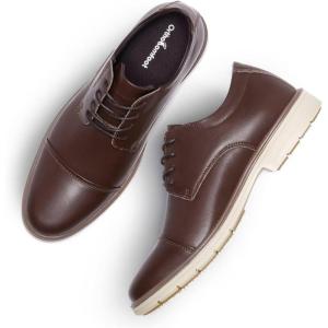 imageMen Casual Dress Leather Shoes  Formal Wingtip Oxford Shoe for Mens  Cap Toe Comfortable Lace Up Oxfords for Tuxedo  Black Man Business Patent Leather ShoesW2dark Brown