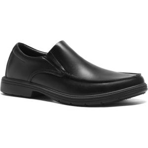 imageMens Orthopedic Business Leather Dress Walking Shoes Comfortable Arch Support Orthotic Plantar Fasciitis Formal Oxford Casual Work Classic Modern Slip On Loafers for Foot and Heel Pain ReliefW1black