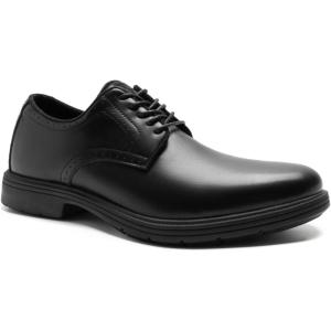 imageMens Orthopedic Leather Dress Shoes Arch Support Plantar Fasciitis Orthotic Casual Business Formal Oxford Comfortable Flat Feet Golf Tennis Work Walking Shoes for Foot Heel Pain ReliefW1black