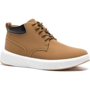imageOrthoComfoot Mens Orthopedic Leather Ankle Boots Comfortable Casual Arch Support Plantar Fasciitis Walking Shoes Orthotic Flat Feet Tennis Work Sneakers for Foot and Heel Pain ReliefW2brown