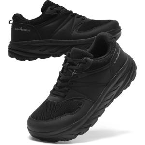 imageWide Toe Shoes for Men  New Wide Width Hiking Sneakers for Mens  Arch Support Walking Shoe for Plantar Fasciitics  Comfortable Work Sneaker for ManK1black