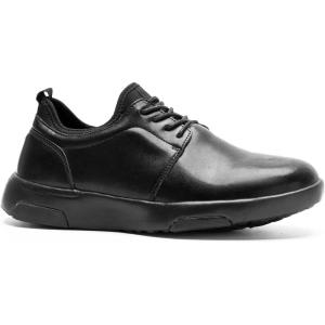 imageOrthoComfoot Mens Orthopedic Leather Dress Walking Shoes Comfortable Plantar Fasciitis Fashion Sneakers with Arch Support Casual Orthotic Business Work Shoes for Foot and Heel Pain ReliefW1black