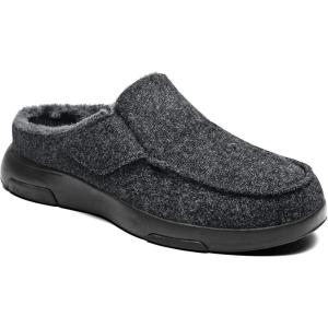 imageOrthoComfoot Mens Orthopedic Slippers Shoes with Arch Support Plantar Fasciitis House Slip On Loafers Comfortable Moccasin Mule Clogs for Indoor OutdoorBlack
