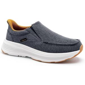 imageMens Orthopedic Slip On Loafers with Arch Support Comfortable Plantar Fasciitis Orthotic Shoes for Plantar Fasciitis Canvas Thick Sole Walking Shoes for Foot and Heel Pain ReliefW1denim1