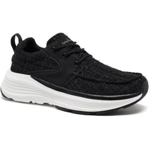 imageOrthoComfoot Womens Orthopedic Fashion Sneakers for Plantar Fasciitis Supportive Cushioned Walking Shoes with Arch Support Orthotic Soft Casual Sneakers for Ankle and Foot Pain ReliefW1black