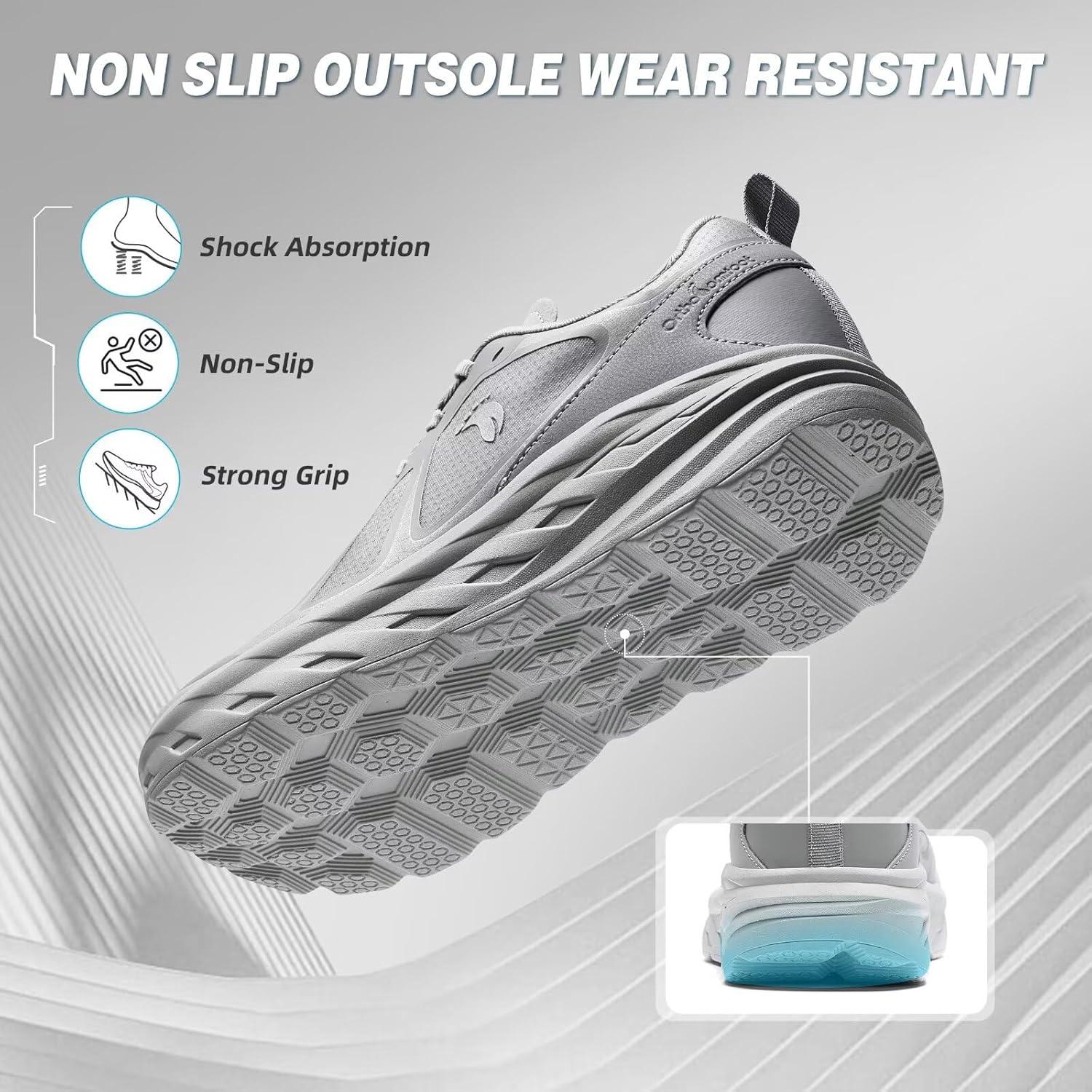 imageMens Orthopedic Diabetic Wide Running Shoes Comfortable Arch Support Plantar Fasciitis Sports Sneakers Casual Swollen Orthotic Work Tennis Walking Shoes for Foot and Heel Pain ReliefK2gray
