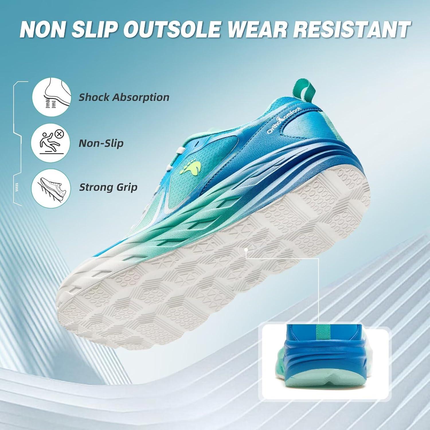 imageMens Orthopedic Diabetic Wide Running Shoes Comfortable Arch Support Plantar Fasciitis Sports Sneakers Casual Swollen Orthotic Work Tennis Walking Shoes for Foot and Heel Pain ReliefK3azure Blue