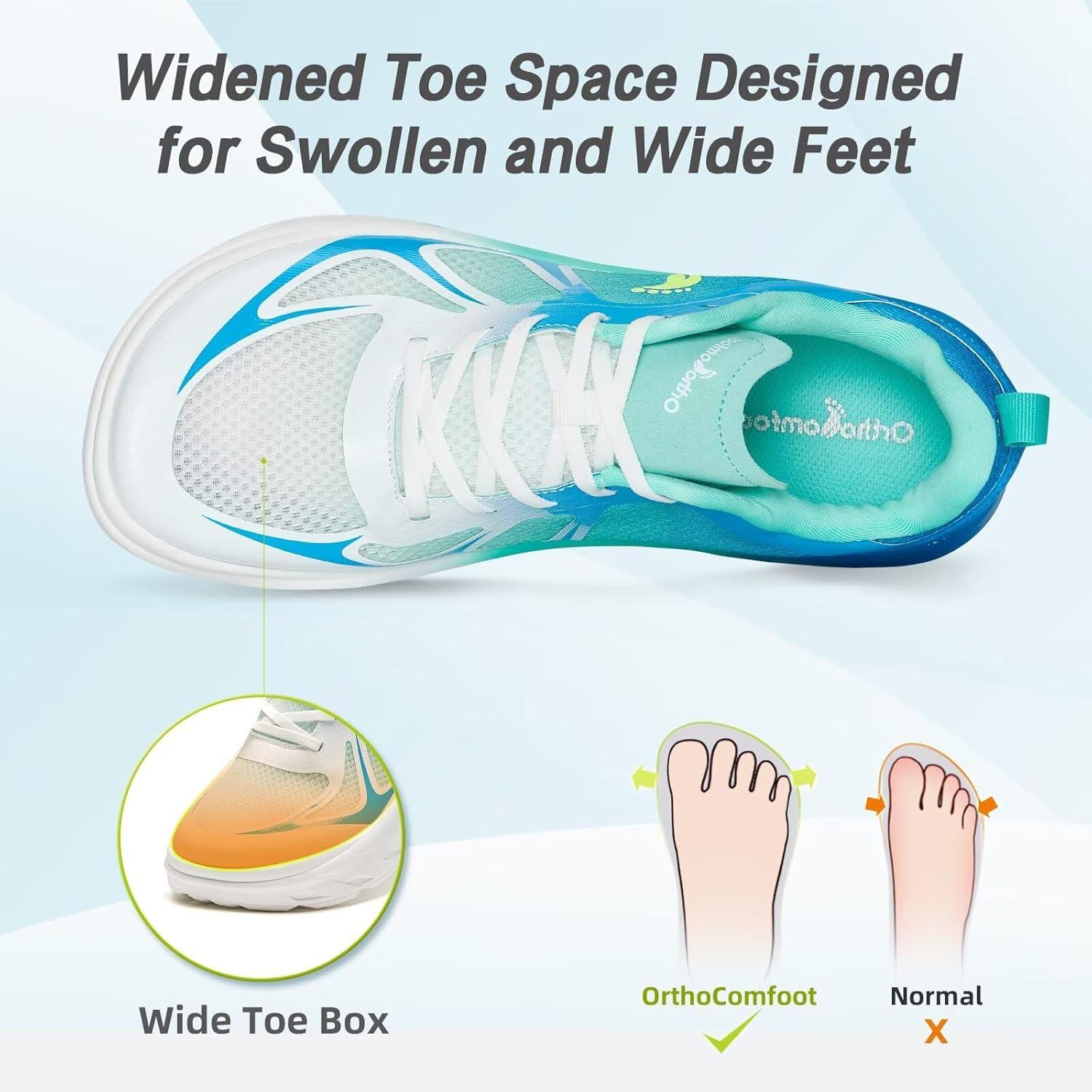 imageMens Orthopedic Diabetic Wide Running Shoes Comfortable Arch Support Plantar Fasciitis Sports Sneakers Casual Swollen Orthotic Work Tennis Walking Shoes for Foot and Heel Pain ReliefK3azure Blue