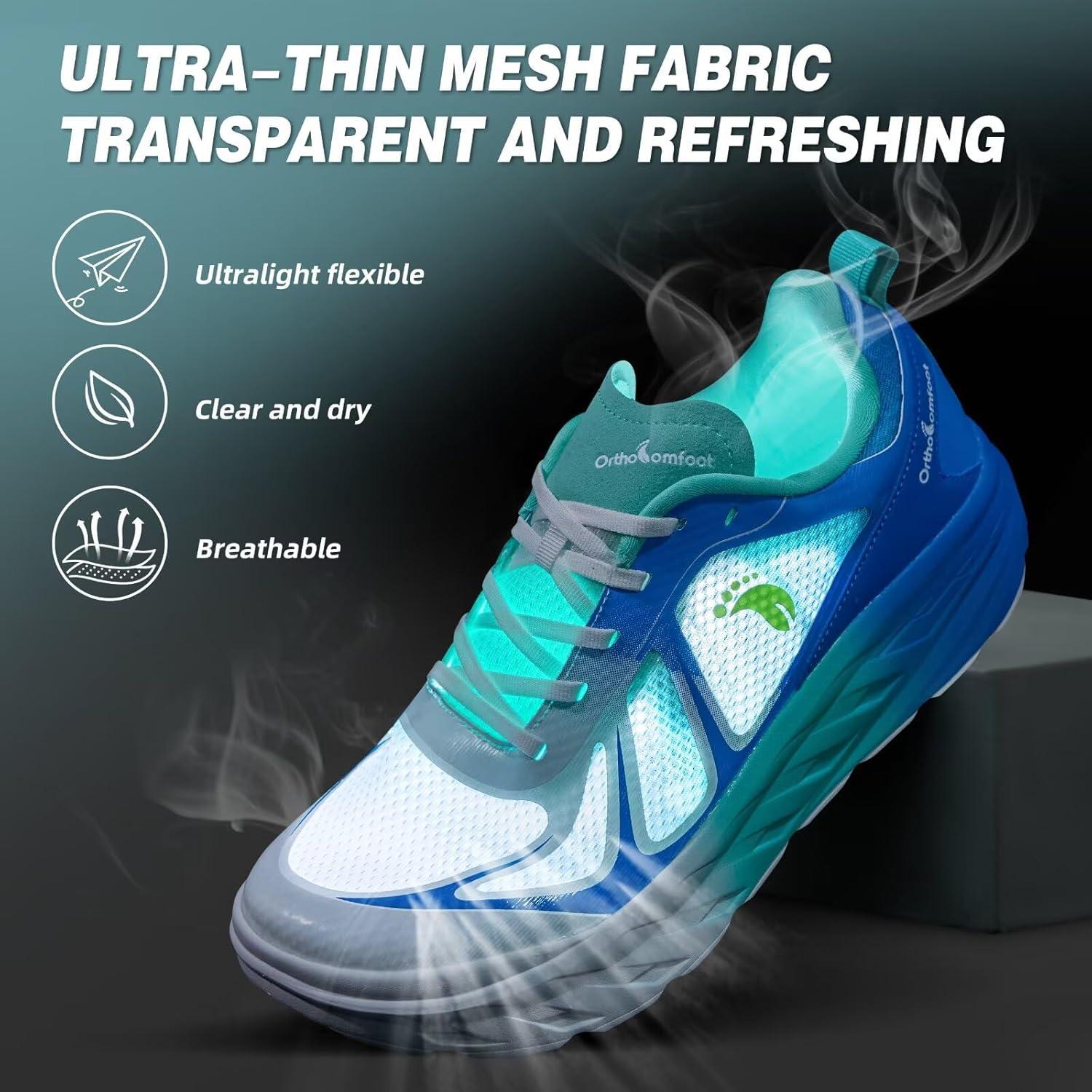 imageMens Orthopedic Diabetic Wide Running Shoes Comfortable Arch Support Plantar Fasciitis Sports Sneakers Casual Swollen Orthotic Work Tennis Walking Shoes for Foot and Heel Pain ReliefK3azure Blue