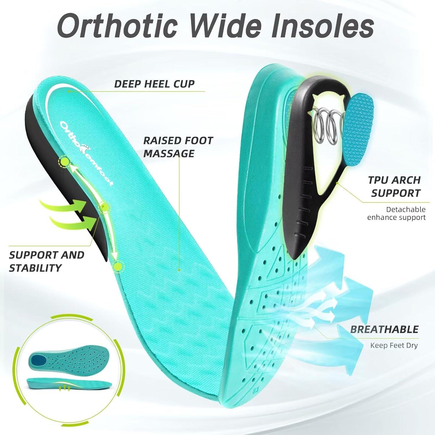 imageMens Orthopedic Diabetic Wide Running Shoes Comfortable Arch Support Plantar Fasciitis Sports Sneakers Casual Swollen Orthotic Work Tennis Walking Shoes for Foot and Heel Pain ReliefK3azure Blue