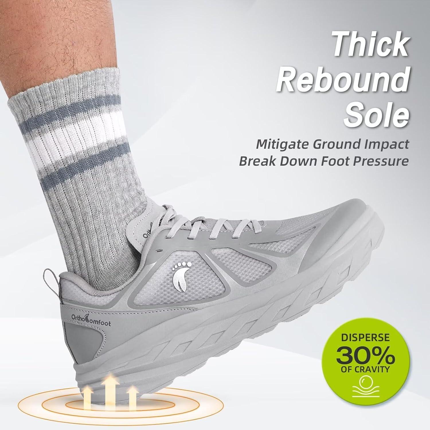 imageMens Orthopedic Diabetic Wide Running Shoes Comfortable Arch Support Plantar Fasciitis Sports Sneakers Casual Swollen Orthotic Work Tennis Walking Shoes for Foot and Heel Pain ReliefK2gray