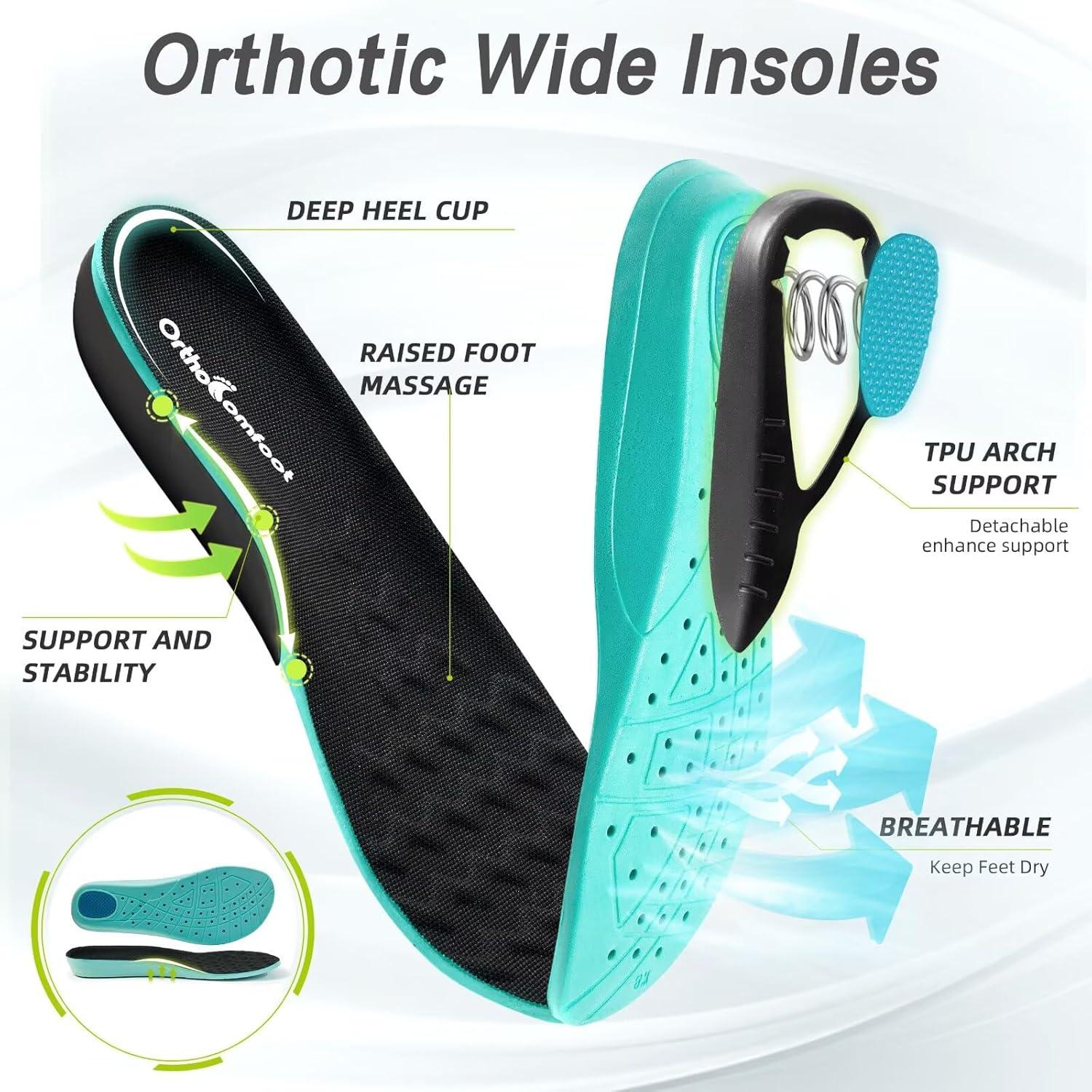 imageMens Orthopedic Diabetic Wide Running Shoes Comfortable Arch Support Plantar Fasciitis Sports Sneakers Casual Swollen Orthotic Work Tennis Walking Shoes for Foot and Heel Pain ReliefK1black