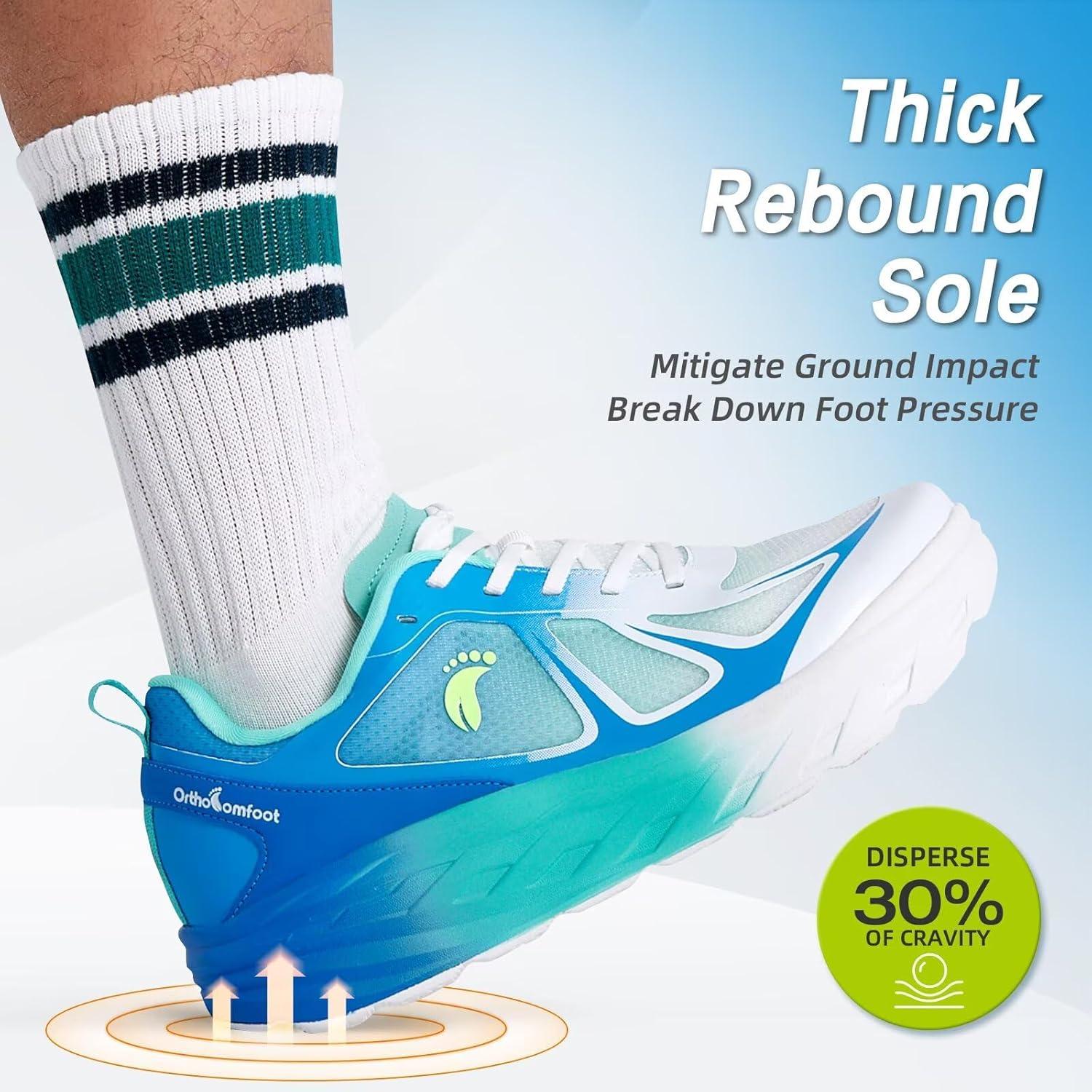 imageMens Orthopedic Diabetic Wide Running Shoes Comfortable Arch Support Plantar Fasciitis Sports Sneakers Casual Swollen Orthotic Work Tennis Walking Shoes for Foot and Heel Pain ReliefK3azure Blue