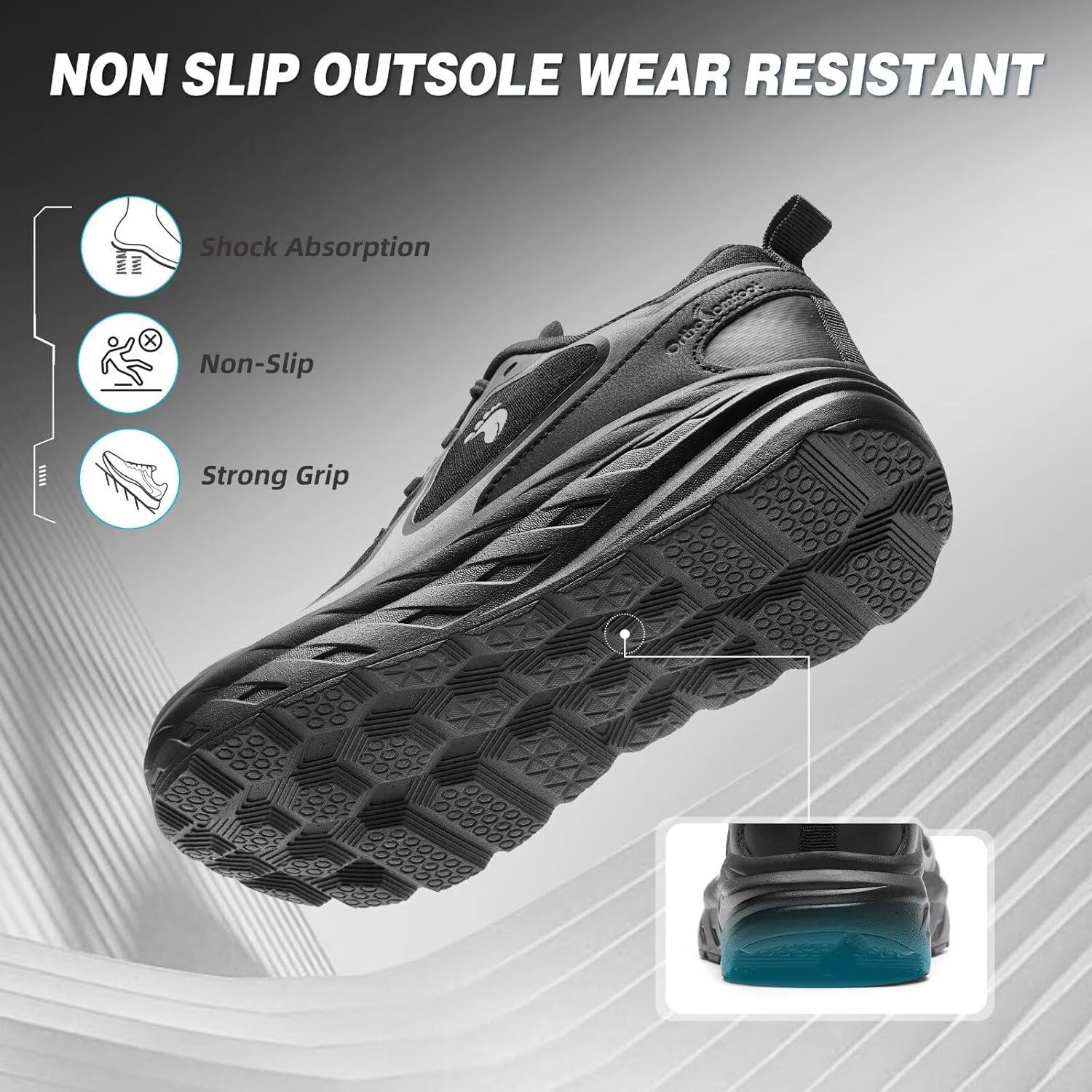 imageMens Orthopedic Diabetic Wide Running Shoes Comfortable Arch Support Plantar Fasciitis Sports Sneakers Casual Swollen Orthotic Work Tennis Walking Shoes for Foot and Heel Pain ReliefK1black