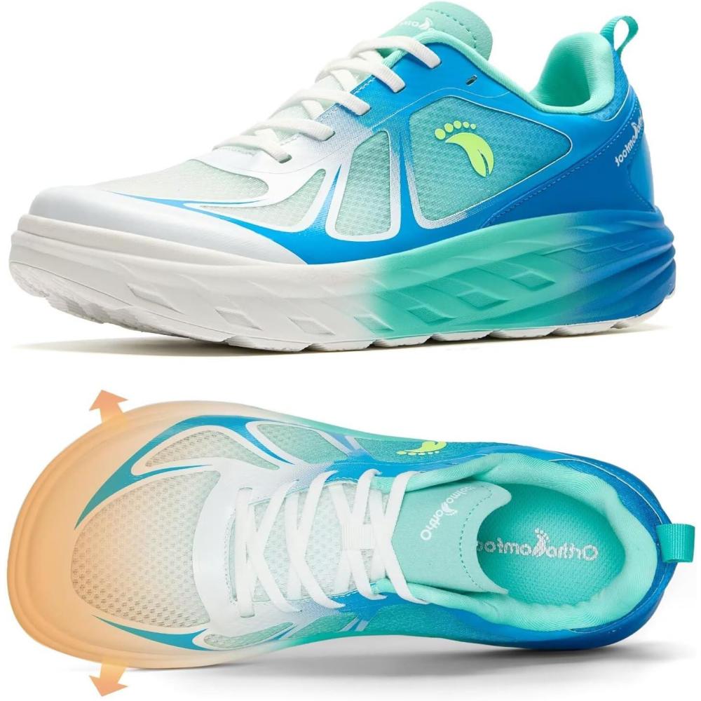 imageMens Orthopedic Diabetic Wide Running Shoes Comfortable Arch Support Plantar Fasciitis Sports Sneakers Casual Swollen Orthotic Work Tennis Walking Shoes for Foot and Heel Pain ReliefK3azure Blue