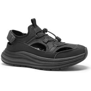 imageMens Orthopedic Close Toes Hiking Sandals Plantar Fasciitis Arch Support Adjustable Hook Loop Strap Athletic Sport Shoes Comfortable Casual Camping Waterproof Summer Walking SandalsW1black