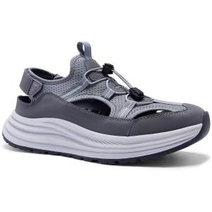imageMens Orthopedic Close Toes Hiking Sandals Plantar Fasciitis Arch Support Adjustable Hook Loop Strap Athletic Sport Shoes Comfortable Casual Camping Waterproof Summer Walking SandalsW2grey