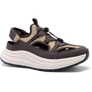 imageMens Orthopedic Close Toes Hiking Sandals Plantar Fasciitis Arch Support Adjustable Hook Loop Strap Athletic Sport Shoes Comfortable Casual Camping Waterproof Summer Walking SandalsW3brown