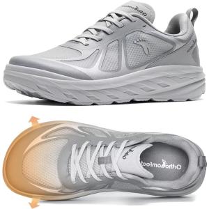 imageMens Orthopedic Diabetic Wide Running Shoes Comfortable Arch Support Plantar Fasciitis Sports Sneakers Casual Swollen Orthotic Work Tennis Walking Shoes for Foot and Heel Pain ReliefK2gray