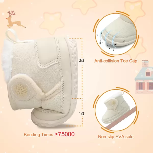 LRUN Baby Boots for Infant Toddler Boys Girls Ankle Warm Suede Plush Lining House Slippers Little Kids Winter Shoes for Indoor Outdoor WalkingBeige