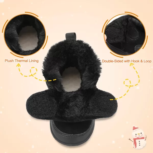 LRUN Baby Boots for Infant Toddler Boys Girls Ankle Warm Suede Plush Lining House Slippers Little Kids Winter Shoes for Indoor Outdoor WalkingBlack
