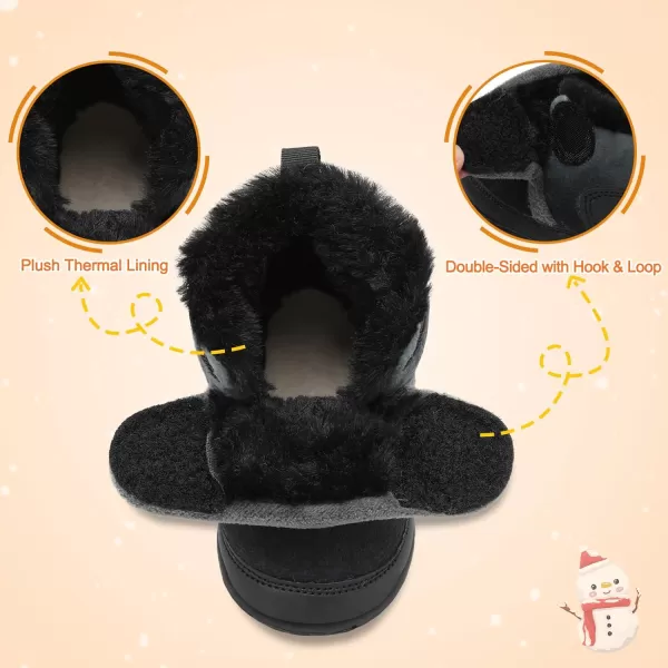 LRUN Baby Boots for Infant Toddler Boys Girls Ankle Warm Suede Plush Lining House Slippers Little Kids Winter Shoes for Indoor Outdoor WalkingBlack Grey