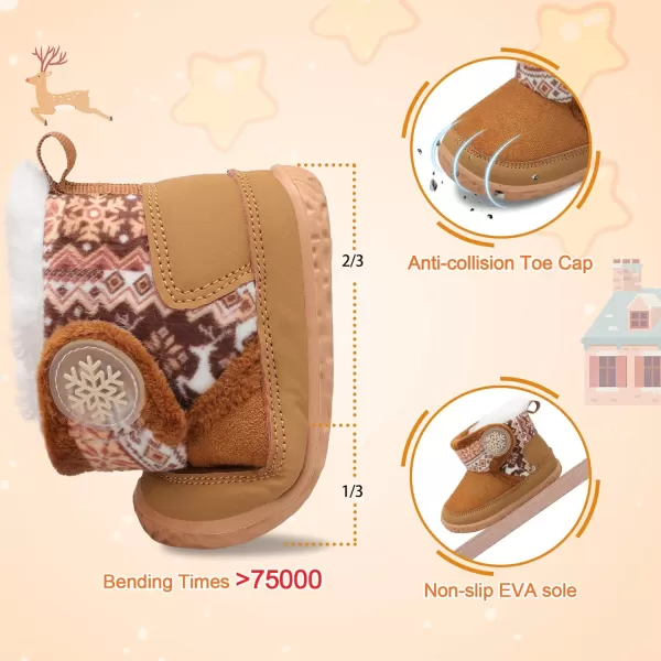 LRUN Baby Boots for Infant Toddler Boys Girls Ankle Warm Suede Plush Lining House Slippers Little Kids Winter Shoes for Indoor Outdoor WalkingBrown Retro
