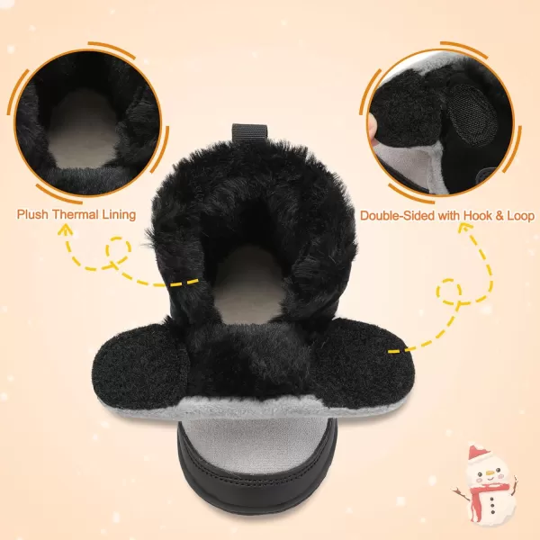 LRUN Baby Boots for Infant Toddler Boys Girls Ankle Warm Suede Plush Lining House Slippers Little Kids Winter Shoes for Indoor Outdoor WalkingGrey Black