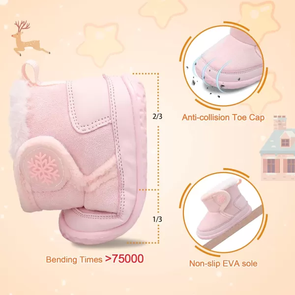 LRUN Baby Boots for Infant Toddler Boys Girls Ankle Warm Suede Plush Lining House Slippers Little Kids Winter Shoes for Indoor Outdoor WalkingPink