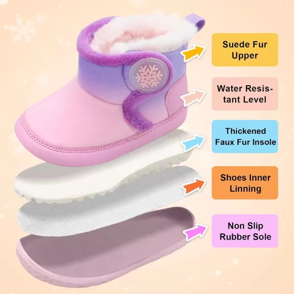 LRUN Baby Boots for Infant Toddler Boys Girls Ankle Warm Suede Plush Lining House Slippers Little Kids Winter Shoes for Indoor Outdoor WalkingPink Purple