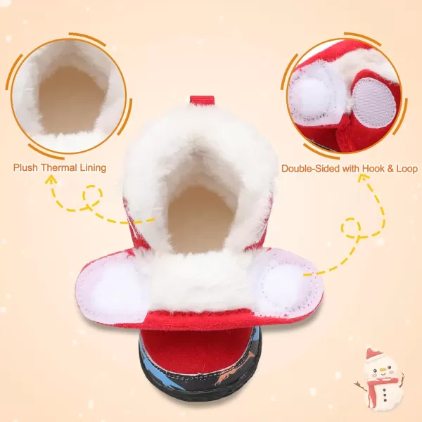 LRUN Baby Boots for Infant Toddler Boys Girls Ankle Warm Suede Plush Lining House Slippers Little Kids Winter Shoes for Indoor Outdoor WalkingRed