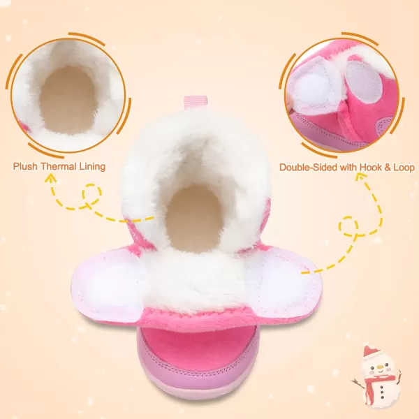 LRUN Baby Boots for Infant Toddler Boys Girls Ankle Warm Suede Plush Lining House Slippers Little Kids Winter Shoes for Indoor Outdoor WalkingRose Red