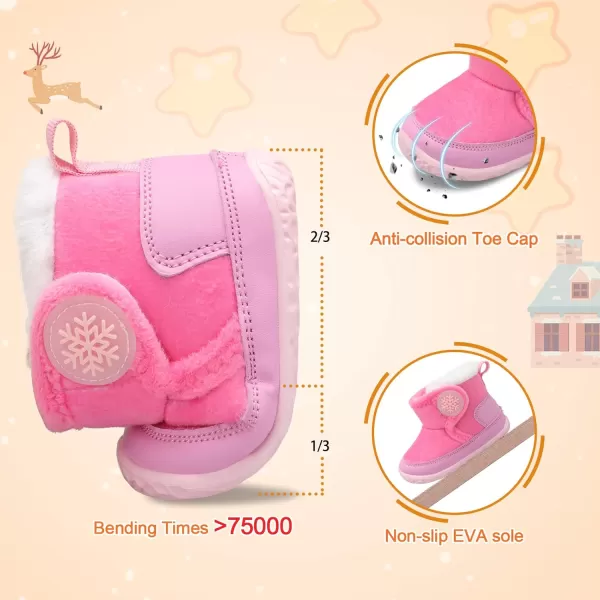 LRUN Baby Boots for Infant Toddler Boys Girls Ankle Warm Suede Plush Lining House Slippers Little Kids Winter Shoes for Indoor Outdoor WalkingRose Red