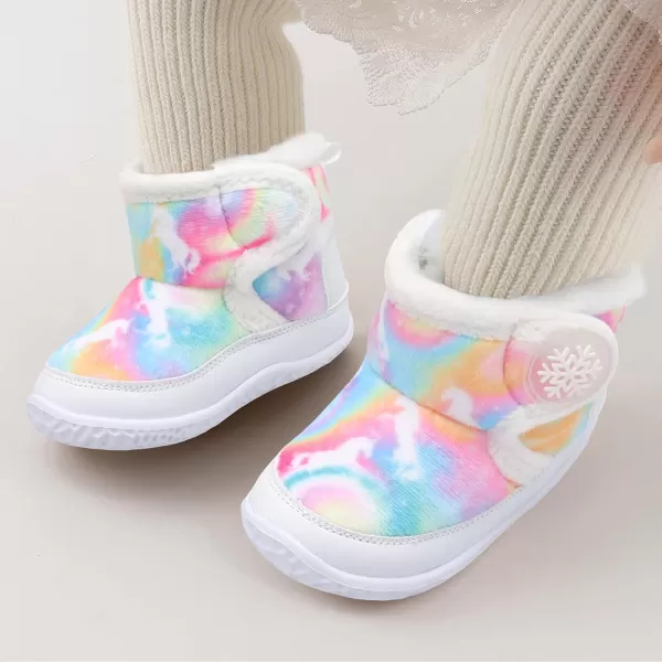 LRUN Baby Boots for Infant Toddler Boys Girls Ankle Warm Suede Plush Lining House Slippers Little Kids Winter Shoes for Indoor Outdoor WalkingTie Dye