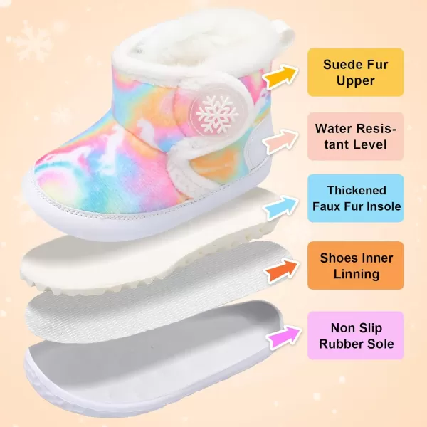 LRUN Baby Boots for Infant Toddler Boys Girls Ankle Warm Suede Plush Lining House Slippers Little Kids Winter Shoes for Indoor Outdoor WalkingTie Dye