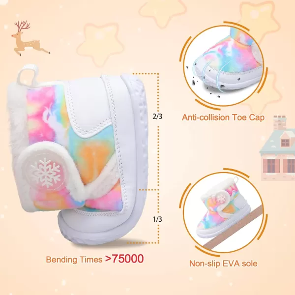 LRUN Baby Boots for Infant Toddler Boys Girls Ankle Warm Suede Plush Lining House Slippers Little Kids Winter Shoes for Indoor Outdoor WalkingTie Dye