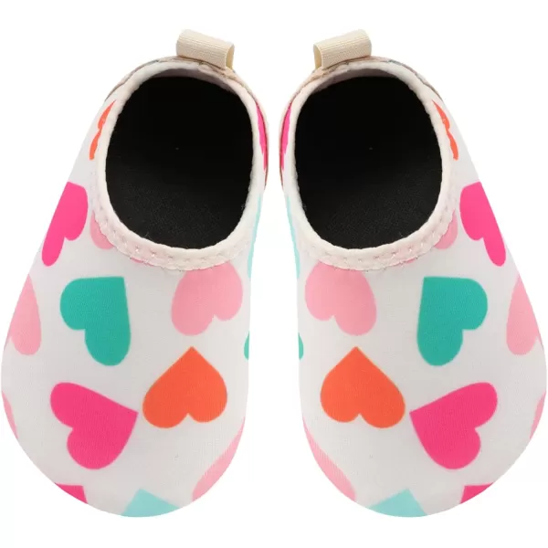 LRUN Baby Water Shoes Barefoot Skin Aqua Sock Swim Shoes for Beach Swim Pool Infant Swim ShoesBeige Heart