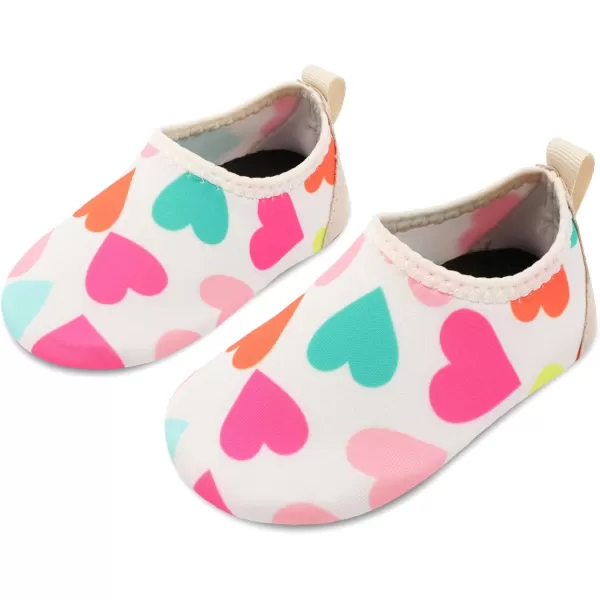 LRUN Baby Water Shoes Barefoot Skin Aqua Sock Swim Shoes for Beach Swim Pool Infant Swim ShoesBeige Heart
