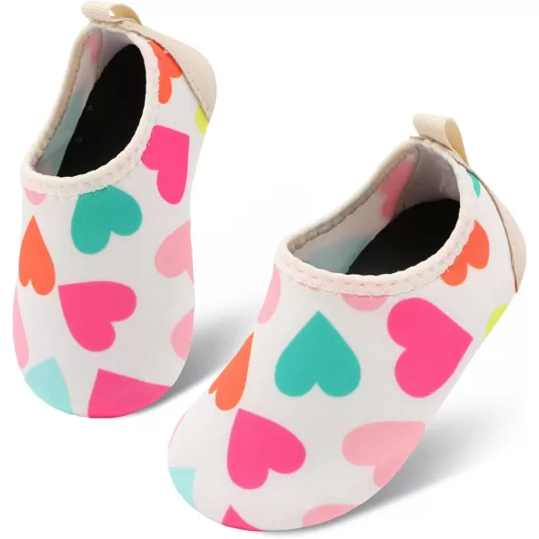 LRUN Baby Water Shoes Barefoot Skin Aqua Sock Swim Shoes for Beach Swim Pool Infant Swim ShoesBeige Heart