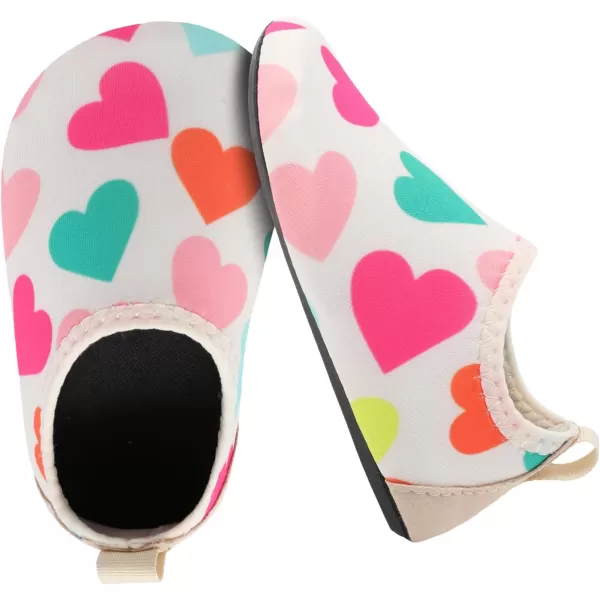 LRUN Baby Water Shoes Barefoot Skin Aqua Sock Swim Shoes for Beach Swim Pool Infant Swim ShoesBeige Heart