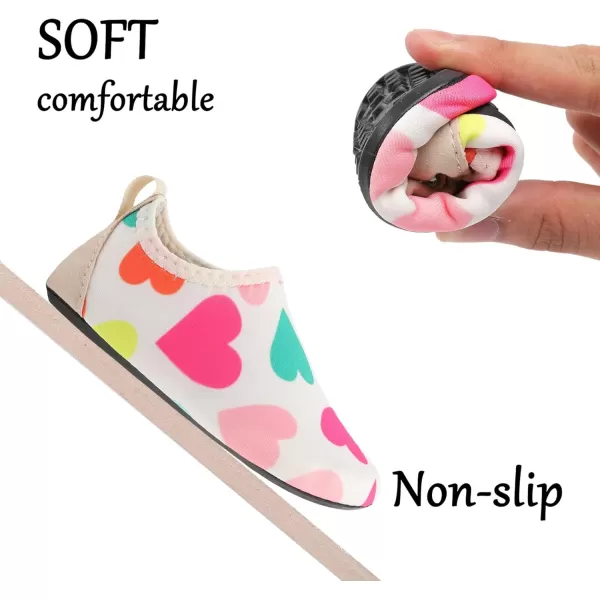 LRUN Baby Water Shoes Barefoot Skin Aqua Sock Swim Shoes for Beach Swim Pool Infant Swim ShoesBeige Heart