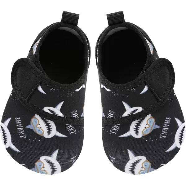 LRUN Baby Water Shoes Barefoot Skin Aqua Sock Swim Shoes for Beach Swim Pool Infant Swim ShoesBlack Shark