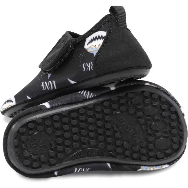 LRUN Baby Water Shoes Barefoot Skin Aqua Sock Swim Shoes for Beach Swim Pool Infant Swim ShoesBlack Shark