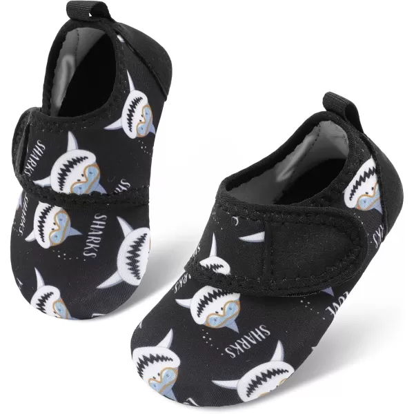 LRUN Baby Water Shoes Barefoot Skin Aqua Sock Swim Shoes for Beach Swim Pool Infant Swim ShoesBlack Shark
