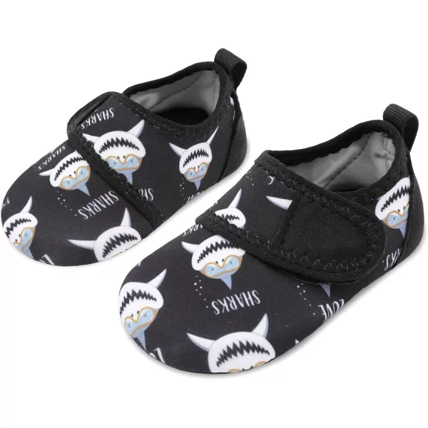 LRUN Baby Water Shoes Barefoot Skin Aqua Sock Swim Shoes for Beach Swim Pool Infant Swim ShoesBlack Shark